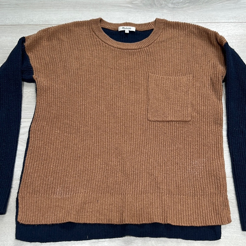 Madewell Sweater | Blue and Brown | Size Small